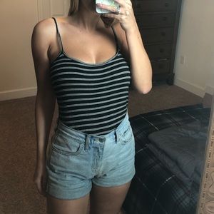 Black Stripped Bodysuit